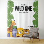 ちょっとワイルドな赤ちゃんがやってくる ベビーシャワーのサファリ タペストリー (インサイチュ)