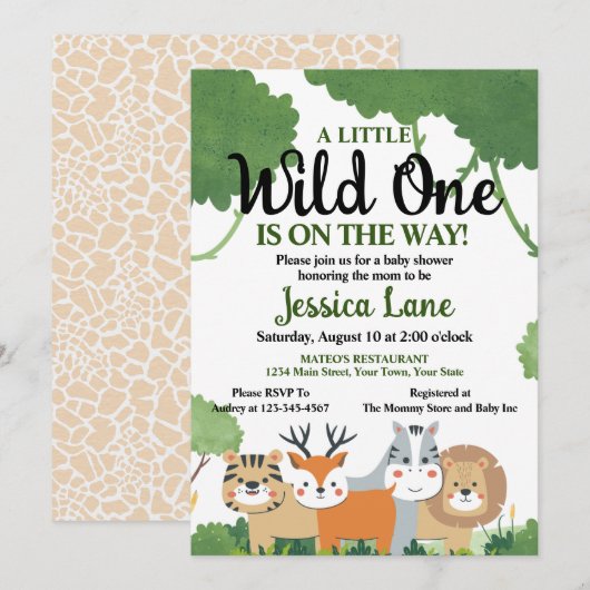 ちょっとワイルドな赤ちゃんの歓迎会 招待状 (正面/裏面)