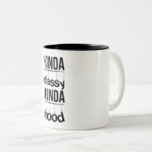 ちょっと上品なちょっとフードのおもしろいなことわざの女性 ツートーンマグカップ (正面右)