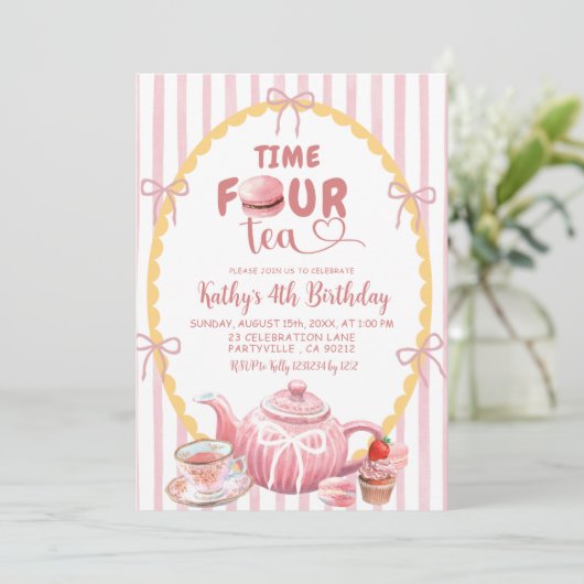 ちょっと変わったイラストの時間よお茶４さいの誕生日 招待状 (スタンド正面)
