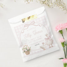 ちょっと変わったガチョウ ピンクの花の飾り付き ベビーシャワー