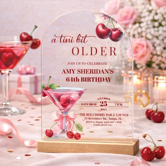 ちょっと大人になったチェリーマティーニ 64歳の誕生日 アクリル招待状