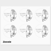 ちょっと女の子のヴィンテージの骨組蔵書票 ラウンドシール (シート)