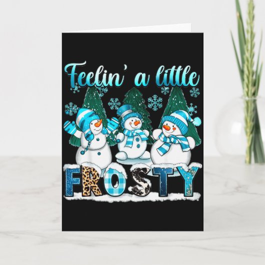 ちょっと寒い感じの可愛い雪だるま冬のクリスマス カード (正面)