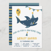 ちょっと待って下さいサメ誕生日パーティー 招待状 (正面/裏面)