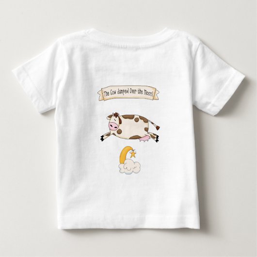 ちょっと水たまりに、牛は月の上に飛び乗った ベビーTシャツ (裏面)