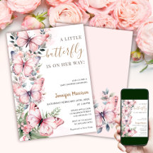 ちょっと蝶々が来たぞ！女の子の赤ちゃんシャワー