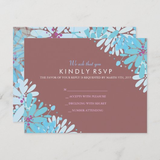 ちょっと青い花のバルミツワーの応答カード 出欠カード (正面/裏面)