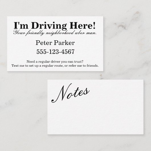 ちょっと! 私はここに運転しています! 名刺 (正面/裏面)