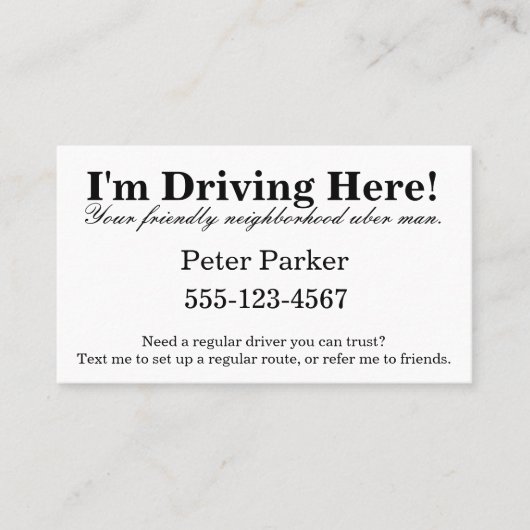 ちょっと! 私はここに運転しています! 名刺 (正面)