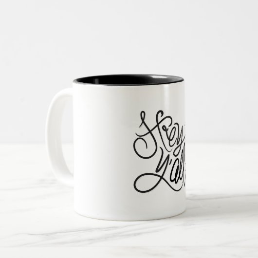 ちょっとYALLのカジュアルな南挨拶のコーヒー・マグ ツートーンマグカップ (正面左)