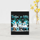 ちょっぴりさむいキュートな雪だるま冬のクリスマス カード (黄色い花)