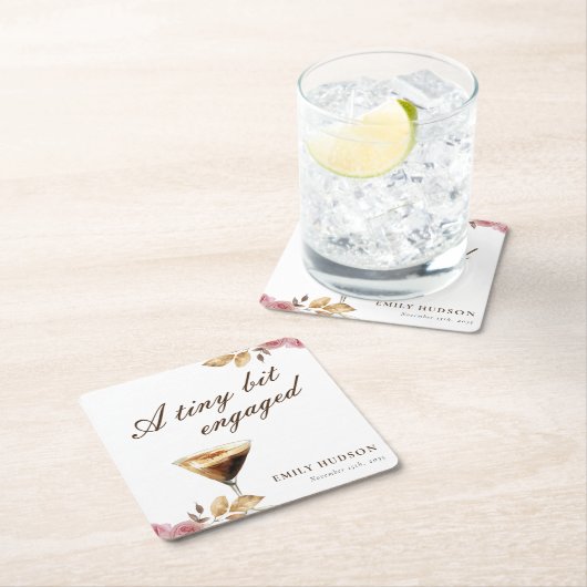 ちょっぴりエスプレッソマティーニ ブライダルシャワー スクエアペーパーコースター (インサイチュ)