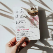 ちょっぴりハッピーな結婚式前のお祝い ピンクの蝶結び エスプレッソマティーニ ブライダル 招待状