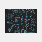 ちょっぴりバチェロレッテパーティーの落書きアートの花嫁 フリースブランケット (正面(横))