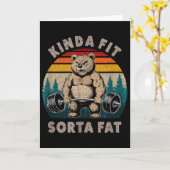 ちょっぴりフィットかな、ちょっとデブ - 面白いジムのクマの筋トレ カード (黄色い花)