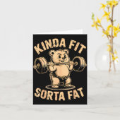 ちょっぴりフィット ちょっとデブ - 面白いジム ベア ウェイトリフティング カード (黄色い花)