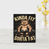 ちょっぴりフィット ちょっとデブ - 面白いジム ベア ウェイトリフティング カード (黄色い花)