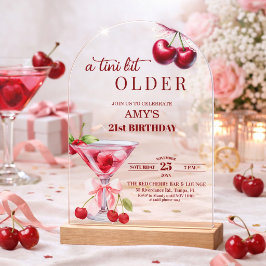 ちょっぴり大人なチェリーマティーニ 21歳の誕生日 アクリル招待状