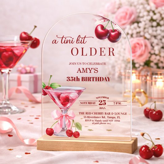 ちょっぴり大人なチェリーマティーニ 35歳の誕生日 アクリル招待状