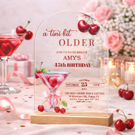 ちょっぴり大人なチェリーマーティニー 45歳の誕生日 アクリル招待状