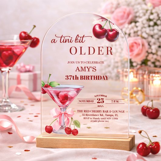 ちょっぴり大人なチェリーマーティーニ 37歳の誕生日 アクリル招待状