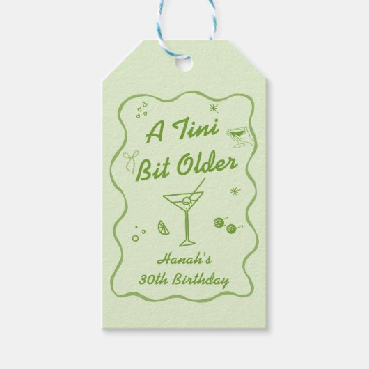 ちょっぴり大人なマティーニをテーマにした誕生日パーティー ギフトタグ (正面)