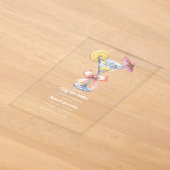 ちょっぴり大人になった ピンクのマティーニの誕生日パーティー アクリル招待状 (レイダウン)