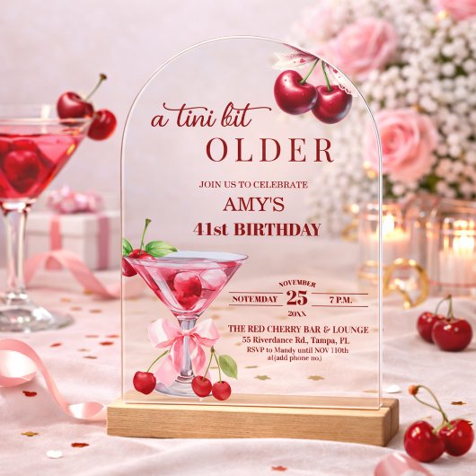 ちょっぴり年をとったチェリーマティーニ 41歳の誕生日 アクリル招待状