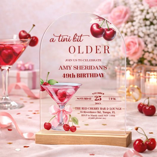 ちょっぴり年をとったチェリーマーティーニ 49歳の誕生日 アクリル招待状