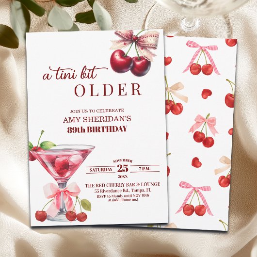 ちょっぴり年をとったチェリーマーティーニ 89歳の誕生日 招待状