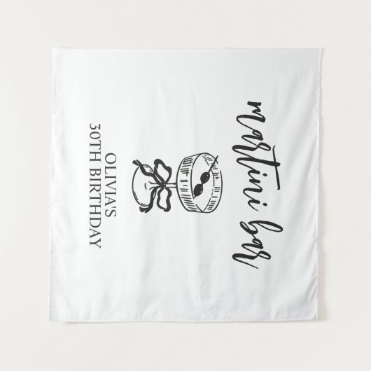 ちょっぴり年をとったマティーニの誕生日パーティーバーサイン タペストリー (正面(横))