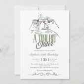 ちょっぴり年をとったマティーニオリーブカクテル誕生日 招待状 (正面)