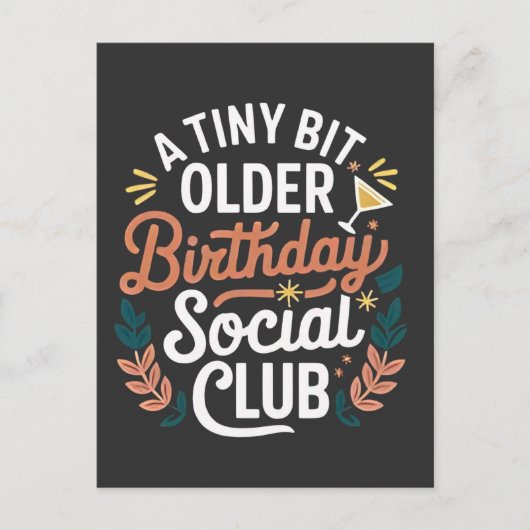 ちょっぴり年をとった誕生日の社交クラブ インビテーションポストカード (正面)