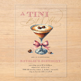 ちょっぴり年上 エスプレッソマティーニ ピンクの弓の誕生日 アクリル招待状