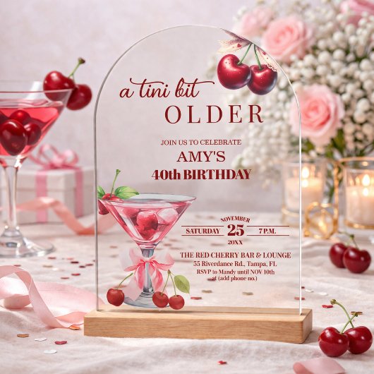ちょっぴり年上 チェリーマーティーニ 40歳の誕生日 アクリル招待状