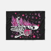 ちょっぴり楽しい ちょっぴりユーモアのクリスマス骸骨ツリー フリースブランケット (正面(横))