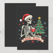 ちょっぴり楽しい ちょっぴり怖い 不気味なスケルトン クリスマス 招待状 (正面/裏面)