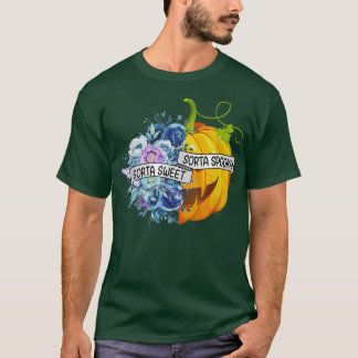 ちょっぴり スイート ちょっぴり スプーキー フラワーズ ジャック・オ・ランタン H Tシャツ