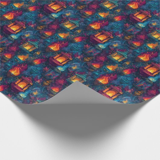 ちらつくトーチとランタンD&Dイルミネーション ラッピングペーパー (角)