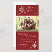 ちらばる雪の結晶のホリデー ポストカード (赤) (正面/裏面)