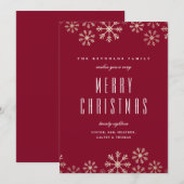 ちらばる雪の結晶 ファミリー ホリデー カード (正面/裏面)