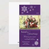 ちらばる雪の結晶 ホリデー ポストカード (紫) (正面/裏面)
