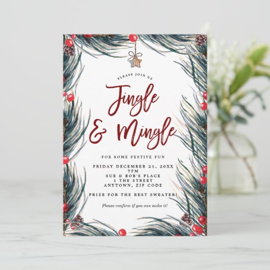 ちりちりと混ざったクリスマスパーティの招待状 招待状 (スタンド正面)