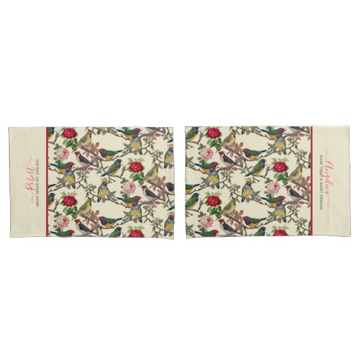 ちんちビクトリアンくず本レトロ鳥のパターン 枕カバー (フロントセット)