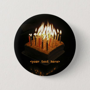 ついているお誕生日ケーキの蝋燭 <your text here> ボタン 缶バッジ