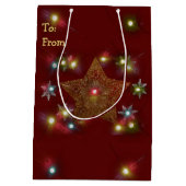 ついている金ゴールドの星 ミディアムペーパーバッグ (裏面)