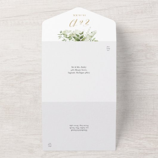 ついにゴールドアーチグリーンウェディング オールインワン招待状 (外側)