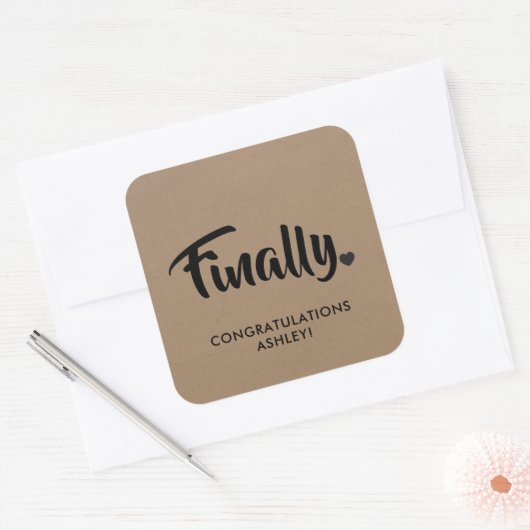 ついにステッカー, 卒業祝いタグ, おめでとう スクエアシール (封筒)