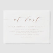 ついにテラコッタのミニマリスト結婚の ベラム紙招待状 (正面)